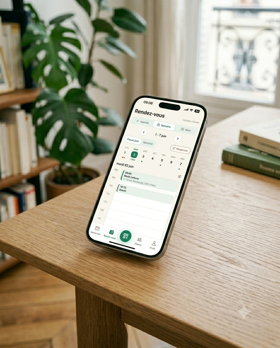 Vue calendrier de l'application MyMenage pour piloter son activité